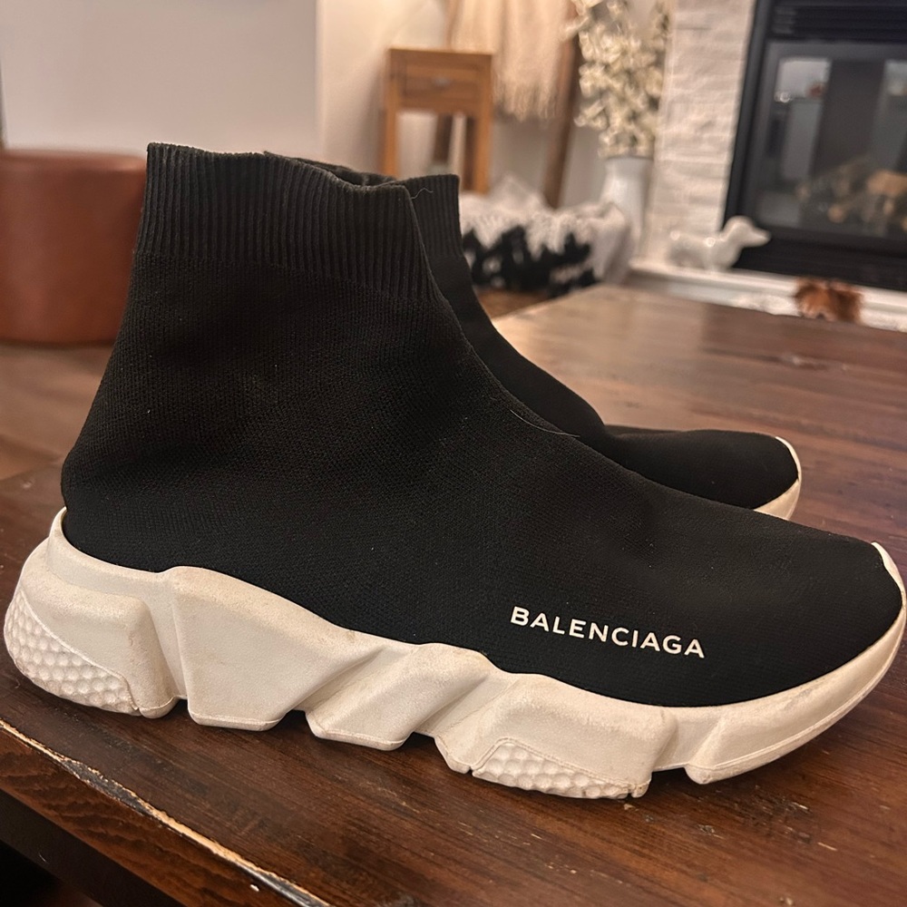 Balenciaga Black and White Sock Sneakers
